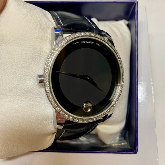 NEEDS BATTERY! Men’s Movado 1 Ct. Diamond Bezel Museum 40mm Watch - Picture 12 of 15
